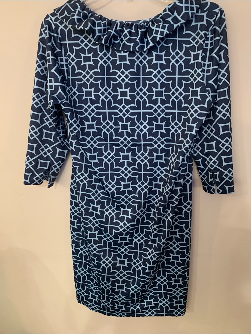 Gretchen Scott Navy & Light Blue Geometric Print Dress Size S - Picture 6 of 9